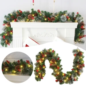 Christmas Garlands With Pinecones Red Berries