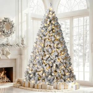 Large Prelit Snow Flocked  Christmas Tree with LED Lights
