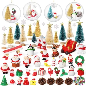 96 Pcs Miniature Ornaments for Snow Globe Kit DIY